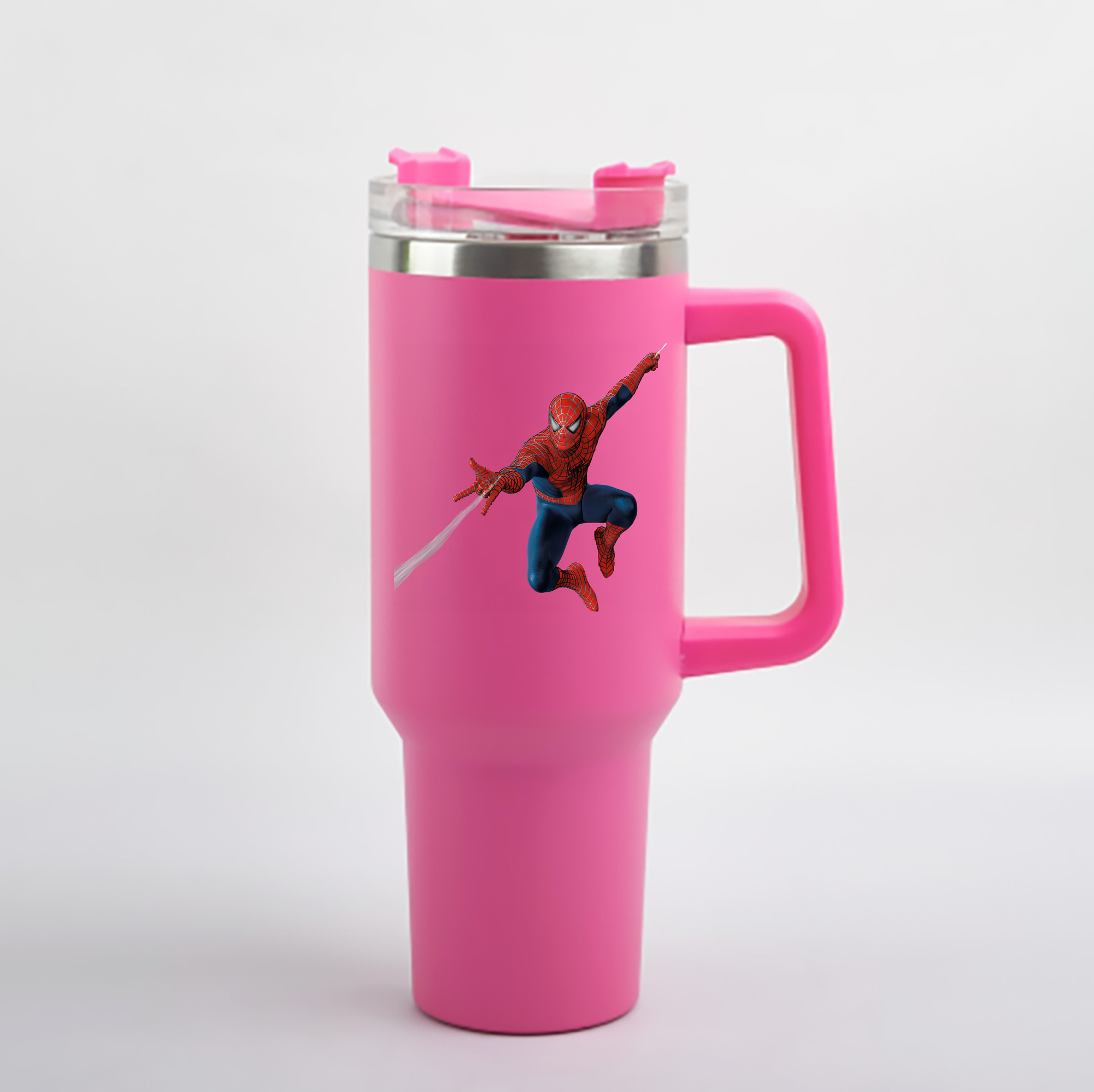 （画像用） Spider Man スパイダーマン 1200mL車用タンブラー - クリスタルステッカー（プラスチックストロー付き）